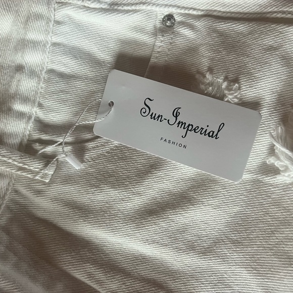 BRAND NEW White and Lightwash Sun Imperial Jean shorts - Picture 3 of 4